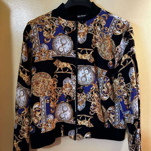 Holt Renfrew Jackets & Blazers - Vintage Holt Renfrew Bomber Jacket Baroque Chain Print Silky
